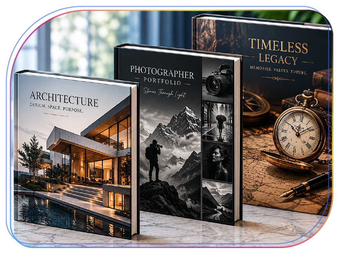 Custom corporate anniversary coffee table book with embossed hardcover and premium finishes