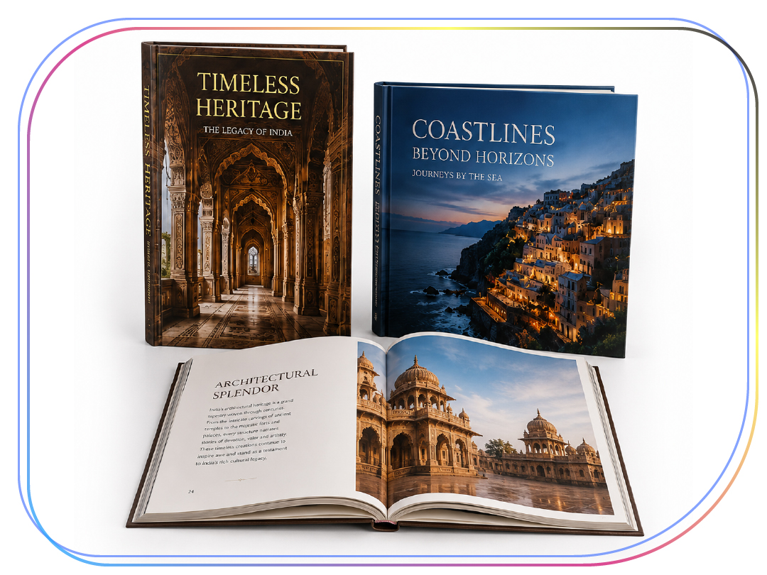 Custom family history coffee table book with leatherette binding and foil stamping