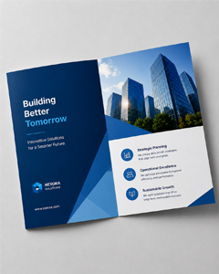 Premium bi-fold brochure printing service in Mumbai for company profiles, product brochures and marketing materials.