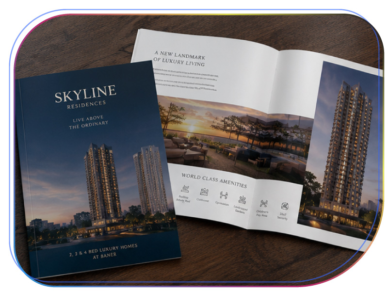 Luxury real estate brochure printed on premium art paper with high-quality offset printing